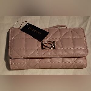 Brand New Bebe Quilted Dark Beige/Tan Folding Women's Wallet/Clutch Bag